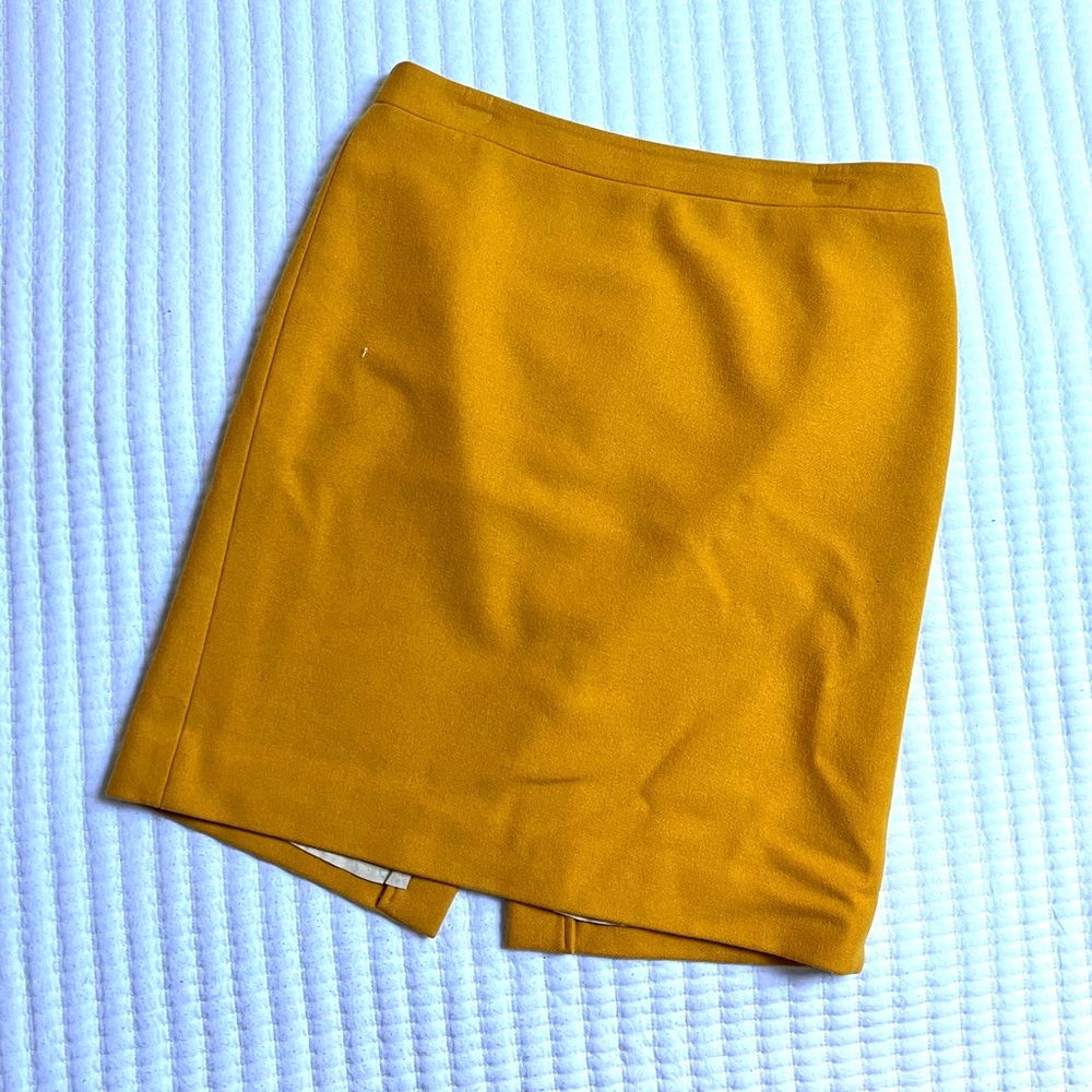 Yellow wool J Crew pencil skirt